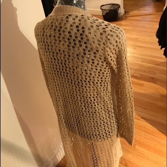 Say What size Medium Ivory crochet open front duster 3/4 length - Picture 4 of 14